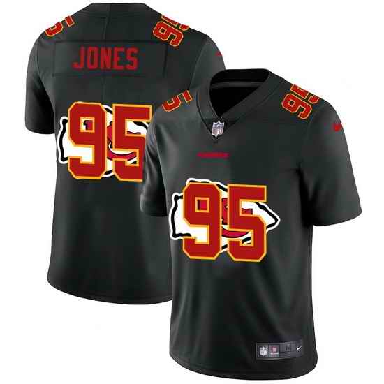 Kansas City Chiefs 95 Chris Jones Men Nike Team Logo Dual Overlap Limited NFL Jersey Black